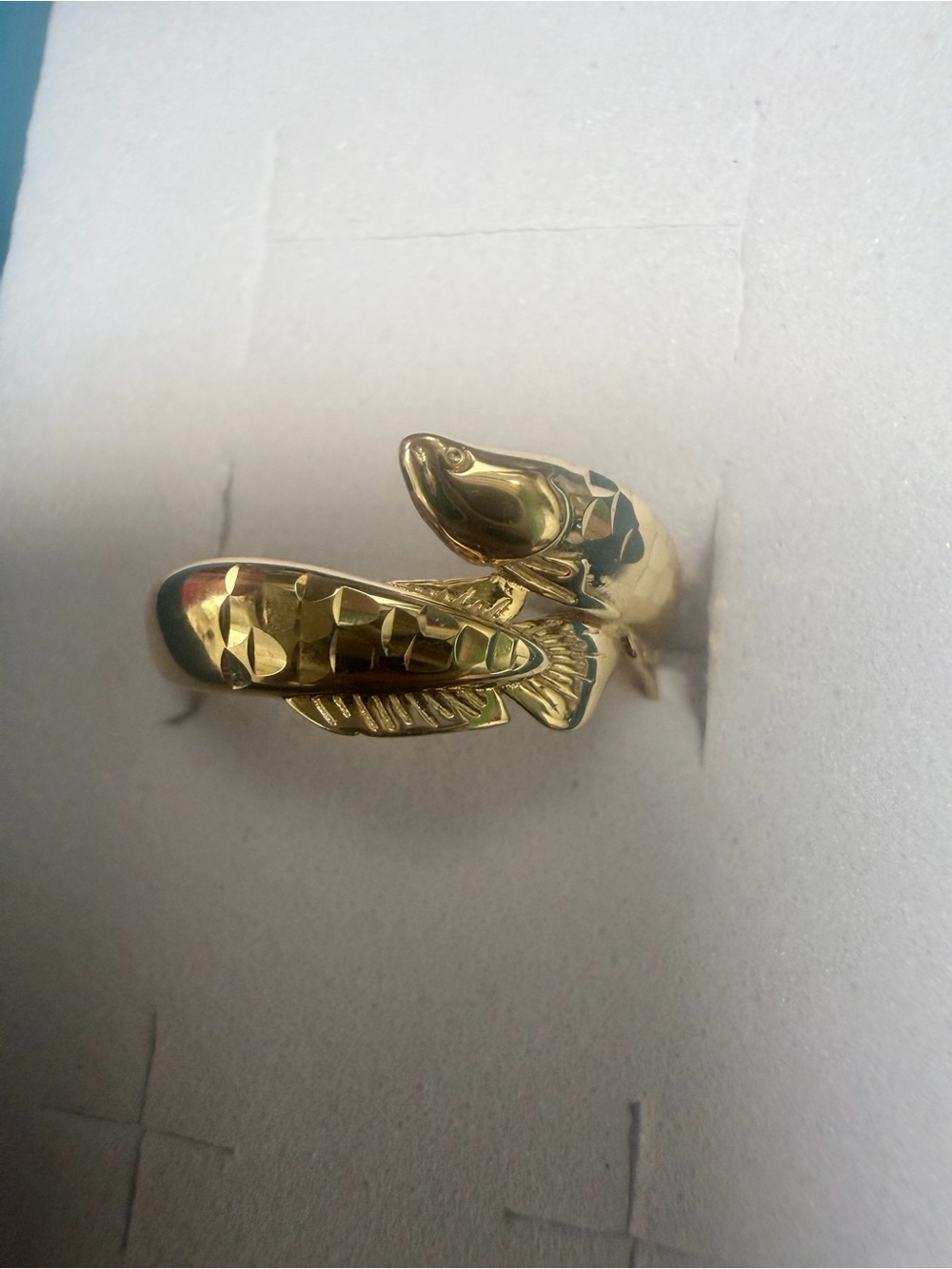 AROWANA LUCKY Fish in K18 Japan Real gold Ring size 7.0 / 2.1g